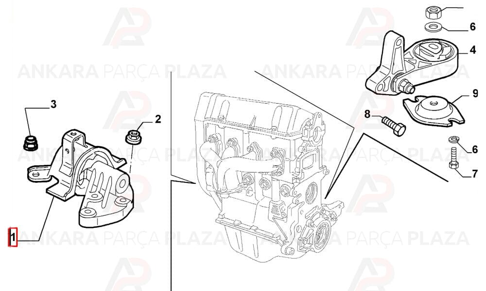 Motor Takozu Sağ Doblo 1.4 2005 >