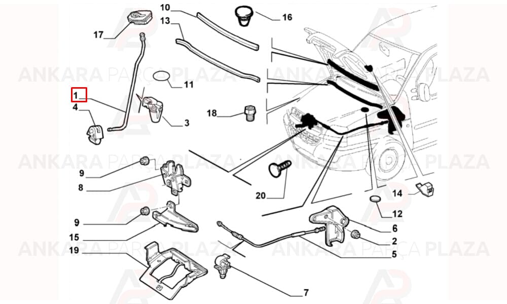 Motor Kaput Dayama Demiri Çubuğu Doblo 1