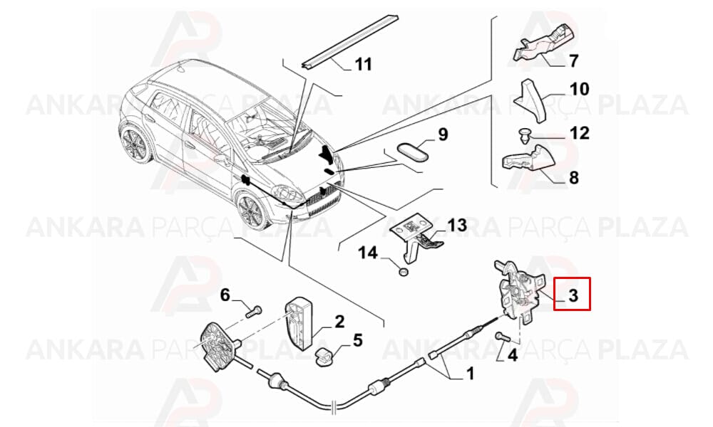 Fiat Linea 12 - 17 Kaput Kilidi 51777257