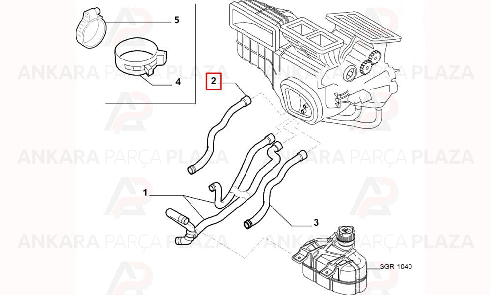 Kalorifer Hortumu Fiat : Grande Punto, Alfa Rome Mito 1.3 Multijet 75 90 Hp