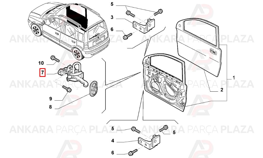 Kapı Gergisi Ön Fiat Panda 2 2003 - 2009
