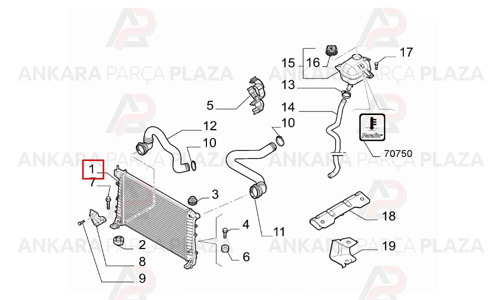 Su Radyatörü 1 Sıra Alüminyum Sistem Fiat Linea 1.3 Jtd