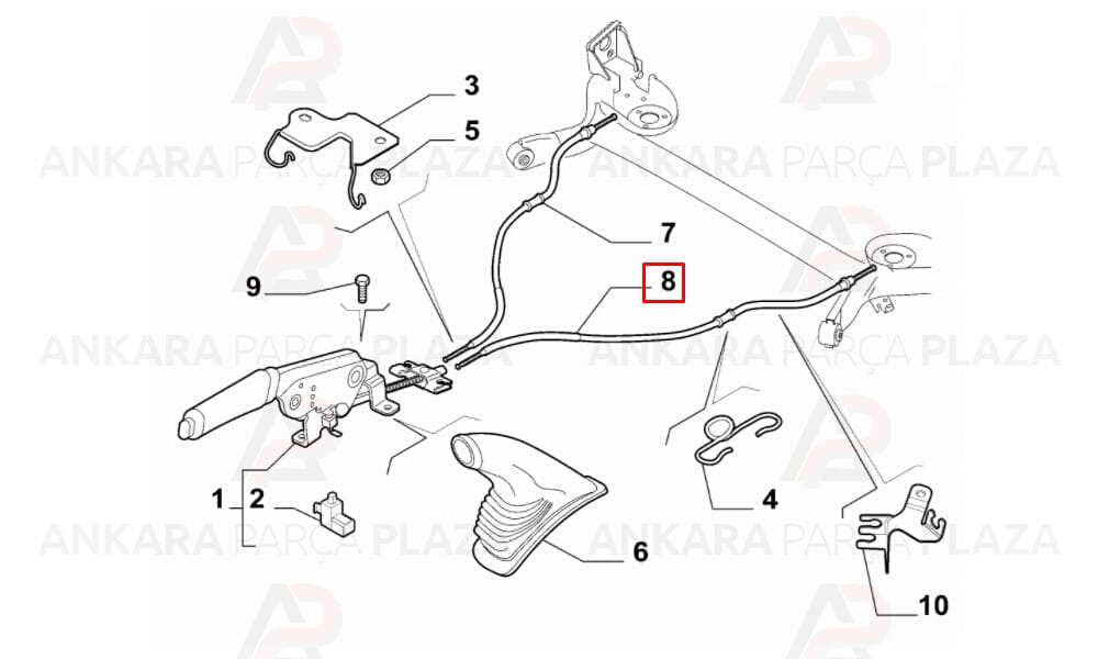 Fiat Linea 1712Mm/1437Mm El Fren Teli Arka Sol Cavo