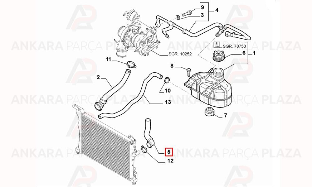 Radyatör Alt Hortumu Fiorino Grande Punto 1.4 16V