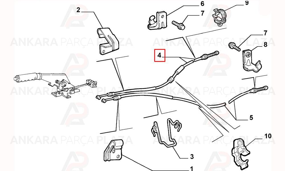 Fiat Doblo 2005 > 2120Mm/1785Mm El Fren Teli Arka Sağ Cavo