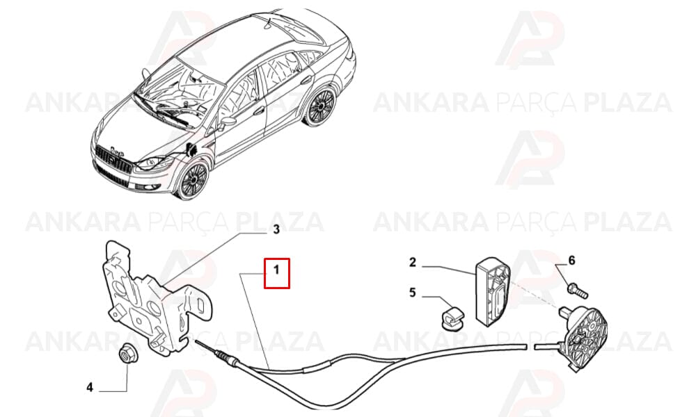 Fiat Linea 12 - 17 Kaput İç Açma Teli 51787799