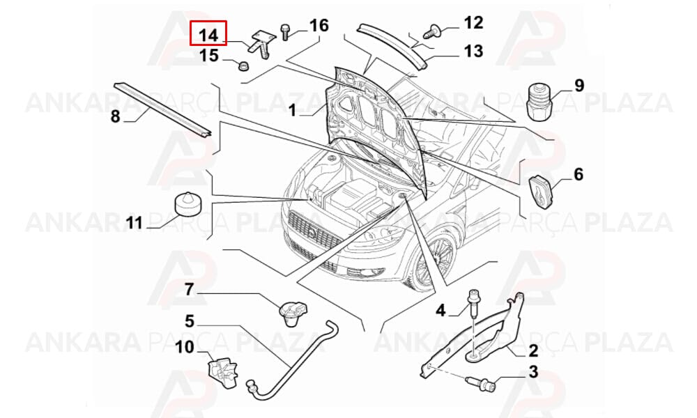 Motor Kaput Kilidi Emniyet Mandalı Linea 2007 >