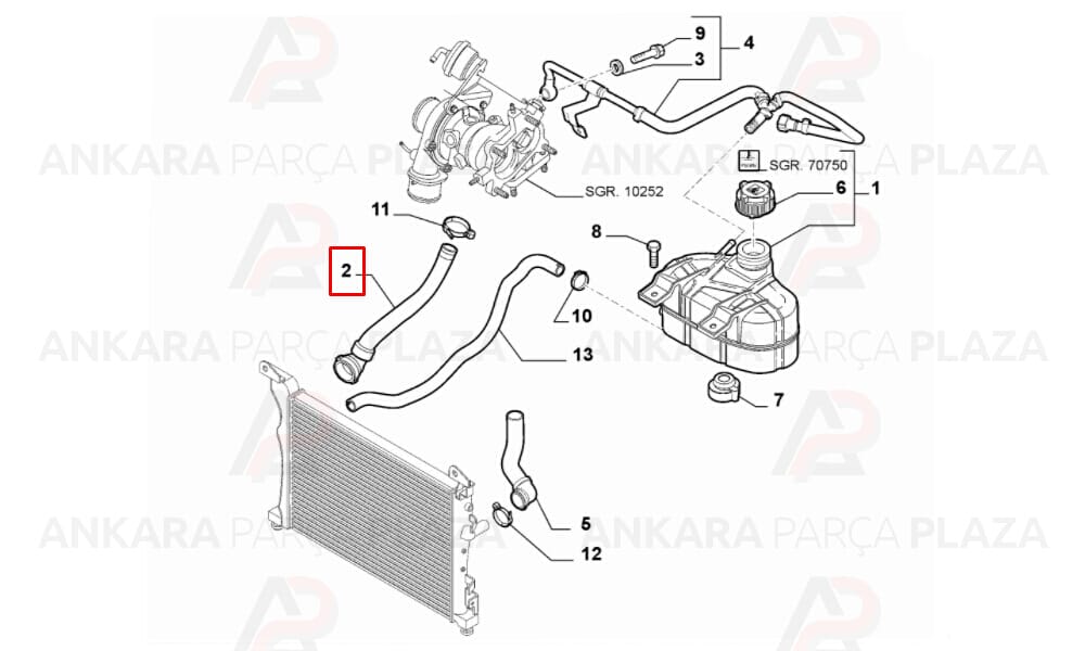 Radyatör Alt Hortumu Fiorino Grande Punto Mito 1.4 16V