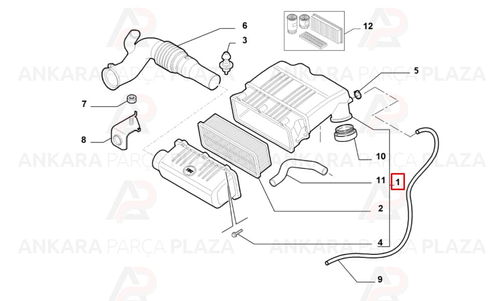 Hava Filtre Kazanı Komple Albea Palio Doblo 1.4 8V Fire