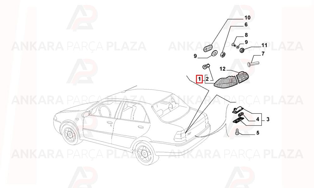 Albea Stop Lambası Duysuz Dış Sol Kırmızı 2007 - 2013 Meydan