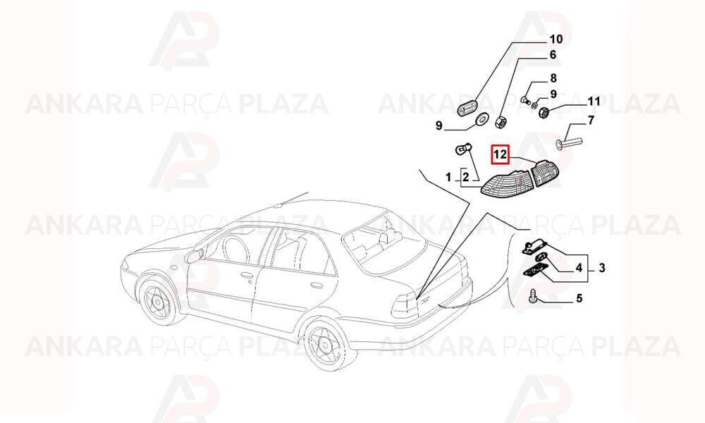 Albea Stop Lambası Duysuz İç Sağ Kırmızı 2007 - 2013 Meydan