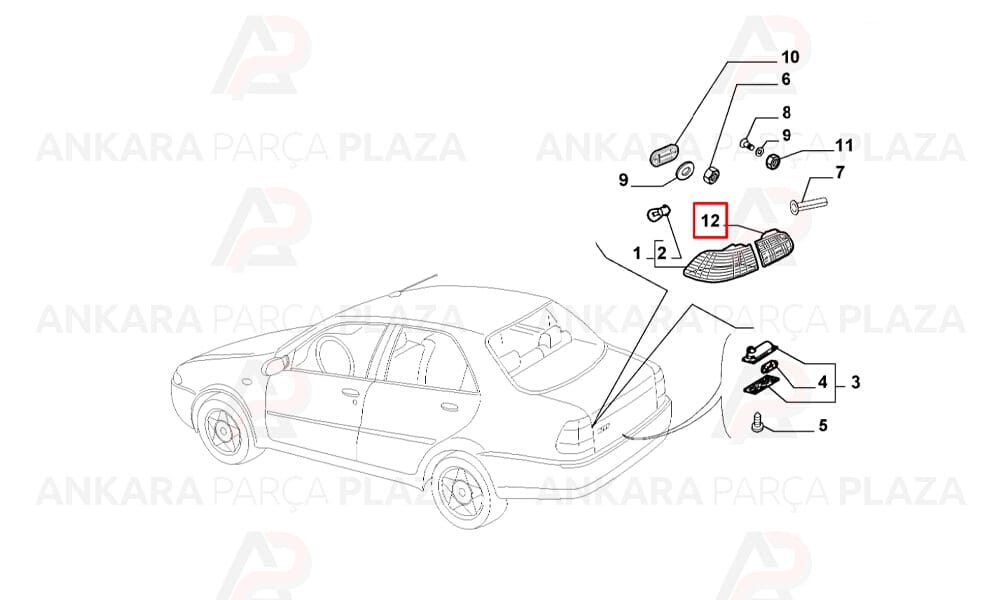 Albea Stop Lambası Duysuz İç Sol Kırmızı 2007 - 2013 Meydan