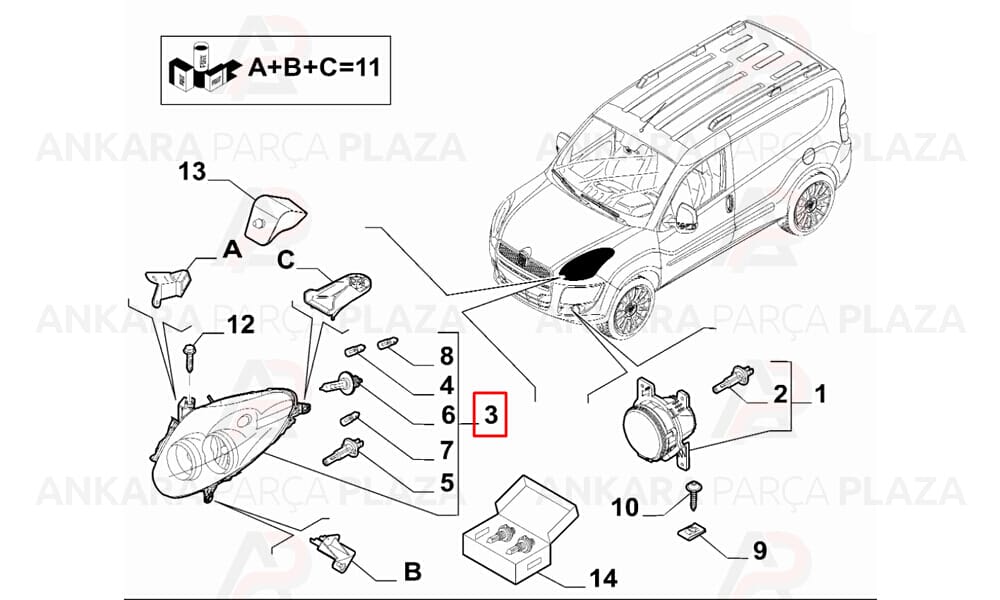 Far Sol Fiat Doblo 3 2009-2015