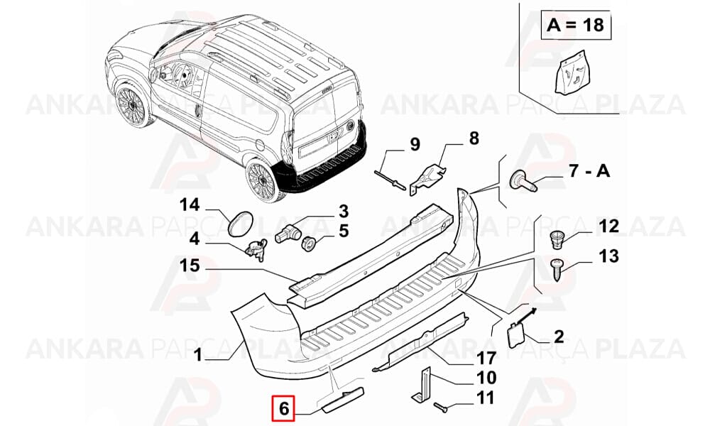Doblo Tampon Reflektörü Arka Sağ 2011 - 2015 Meydan