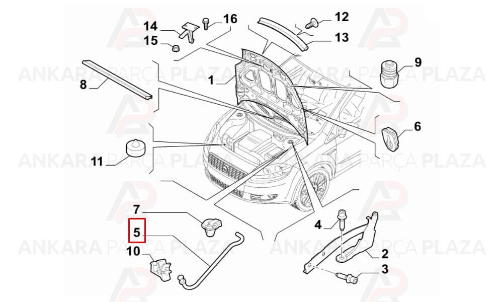 Motor Kaput Çubuğu Dayama Demiri Linea 2007 >