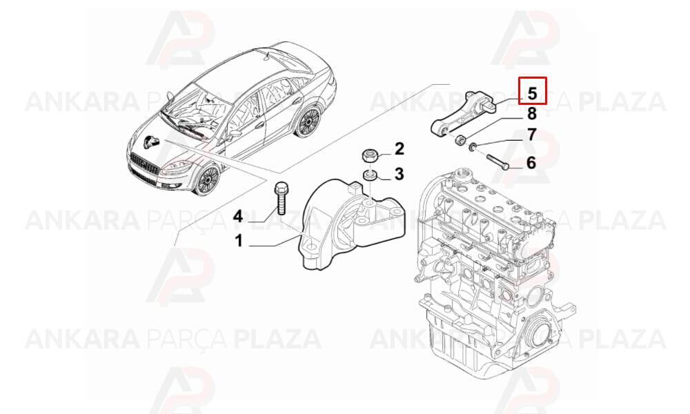Motor Takozu Arka Linea 1.6 Dmtj 280X140X73 Motor Bağlantı Kolu