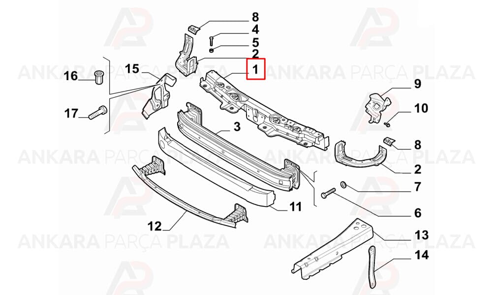 Doblo 11 - 15 Ön Panel Üst Parça Kilit Sacı 51825953