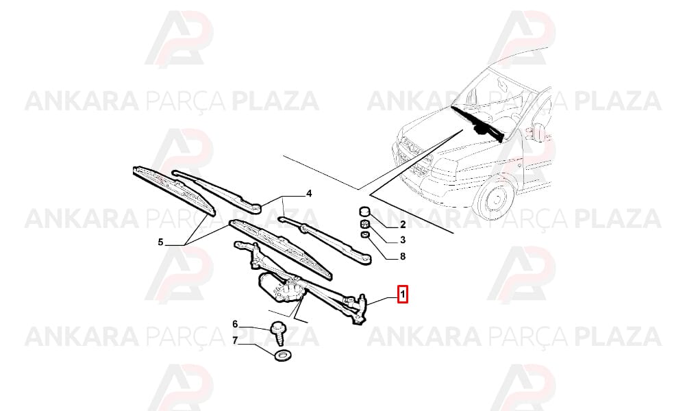 Doblo 1 - 2 Ön Cam Silecek Mekanizması Hellux