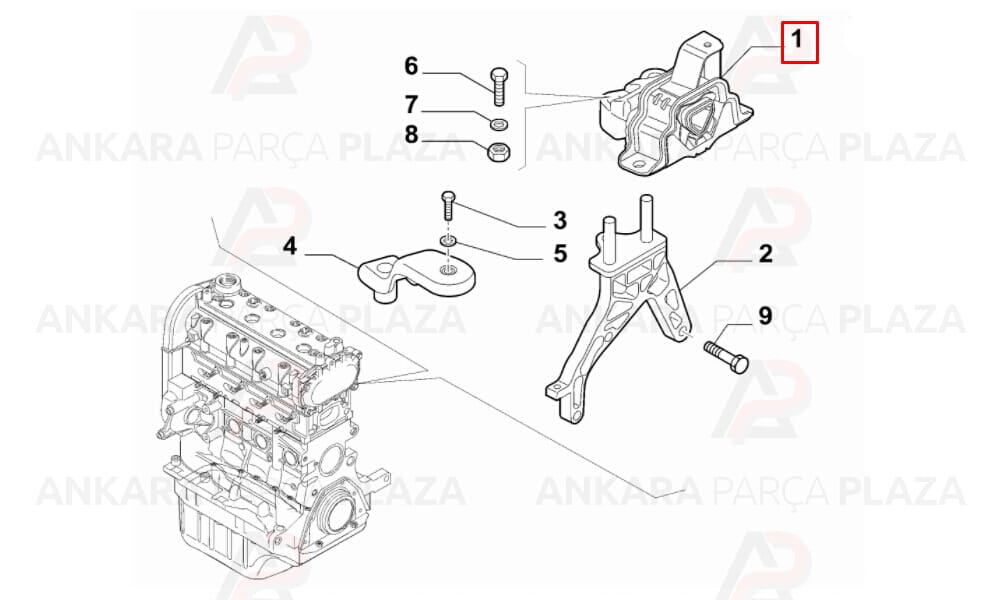 Motor Takozu Ön Sol Fiorino Doblo 1.3 Mtj