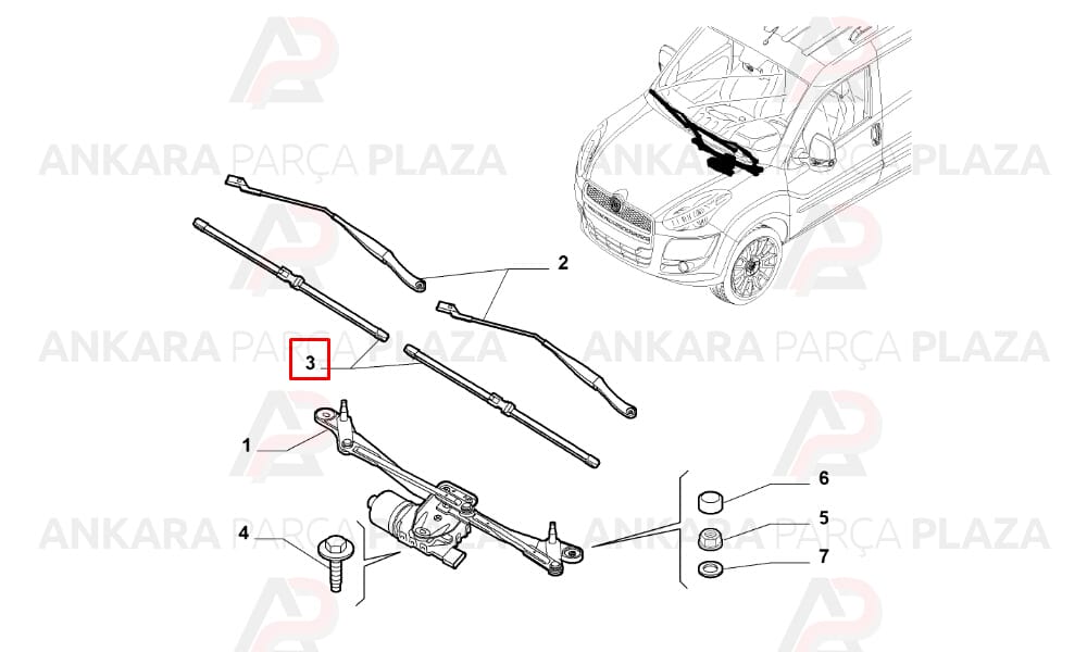 Silecek Takımı Aerotwin 600/400 Mm Fiat : Doblo 09->