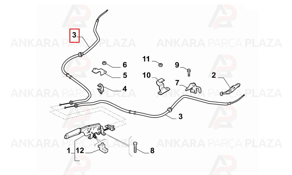 Fiat Doblo Ym Kısa Şase El Fren Teli Cavo