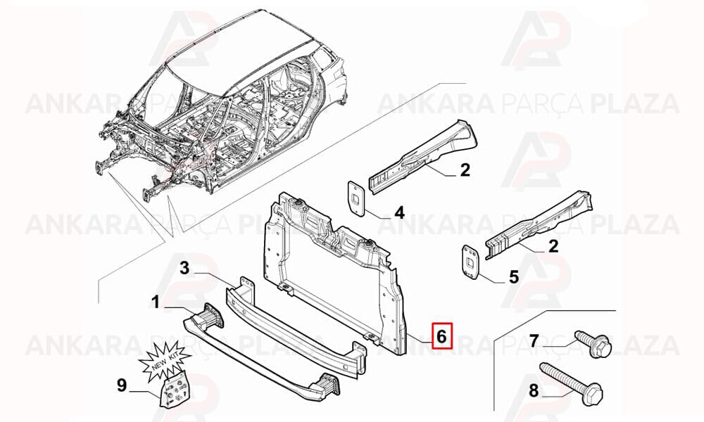 Fiat 500L 13 - 18 Ön Panel Komple 51883531