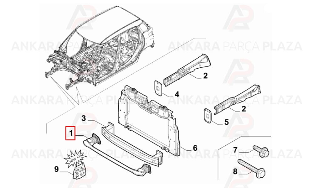 Fiat 500L Tampon Bağlantı Demiri Ön 2013 - 2018 Meydan