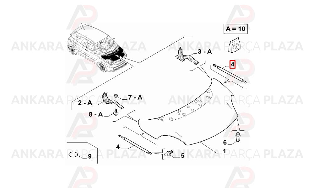 Motor Kaput Amortisörü Fiat 500L