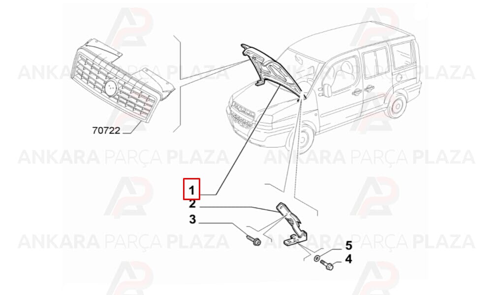 Doblo 06 - 10 Motor Kaputu Menteşeleri İle Birlikte 51934310