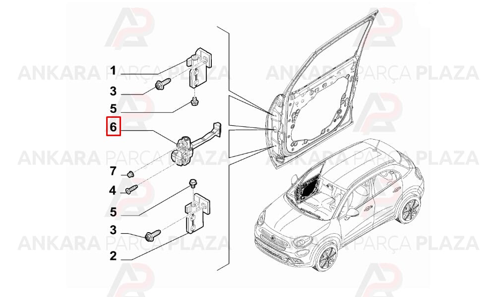 Kapı Gergisi Ön Fiat 500X 2015 >