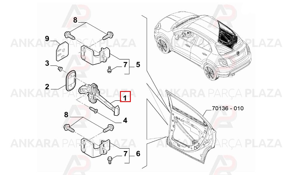 Kapı Gergisi Arka Fiat 500X 2015 >