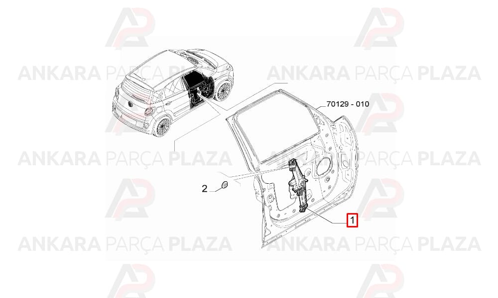 Ön Cam Krikosu Sağ Fiat 500L 2012 ->