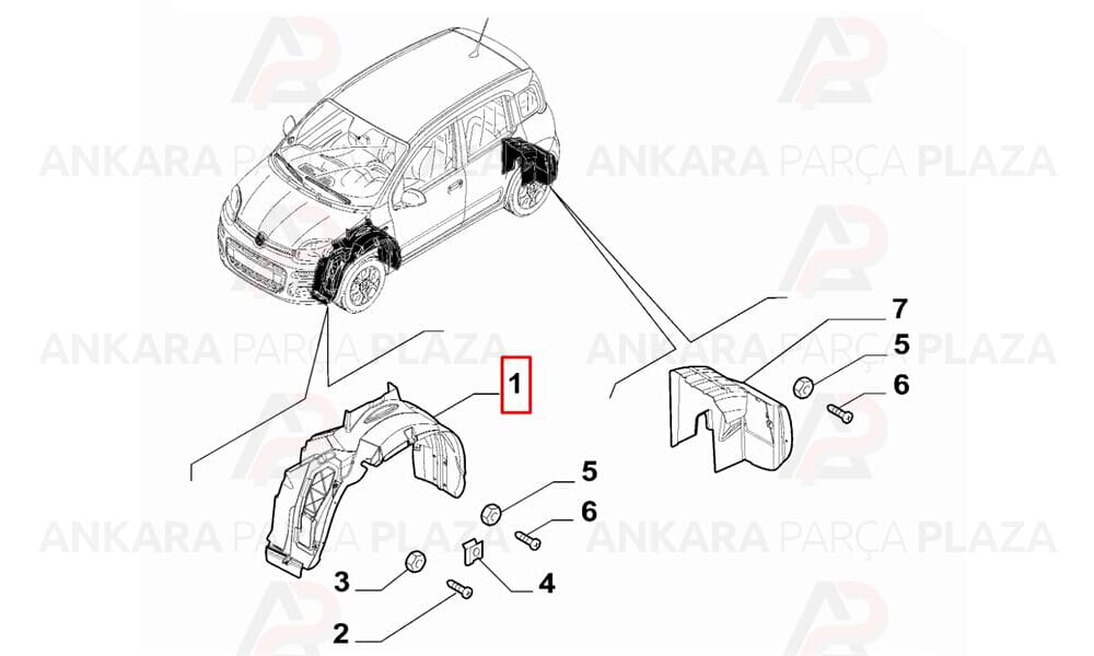 Fiat Panda Ön Çamurluk Davlumbazı Sağ 2012 - 2021 Arası Dega
