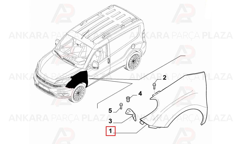 Doblo 3 Ön Çamurluk Sol 2015 Sonrası Meydan