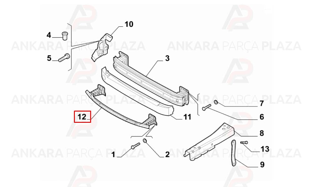 Doblo Pratico Tampon Bağlantı Demiri Ön Alt 2015 - 2020 Meydan
