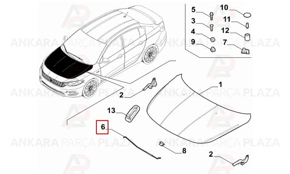 Motor Kaput Dayama Demiri Çubuğu Egea