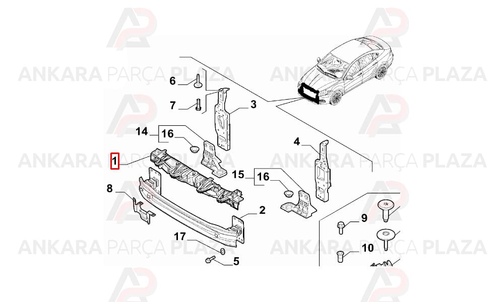 Egea Sedan - Hatcback Motor Ön Paneli Üst 2015 - 2020 Meydan