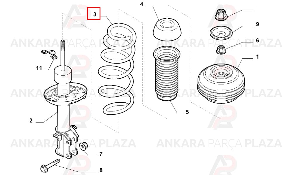 Helezon Yayı Ön Fiat Grande Punto, Punto Evo