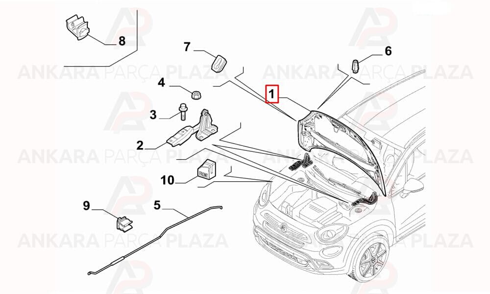 Fiat 500X 15 - 18 Motor Kaputu 52024631