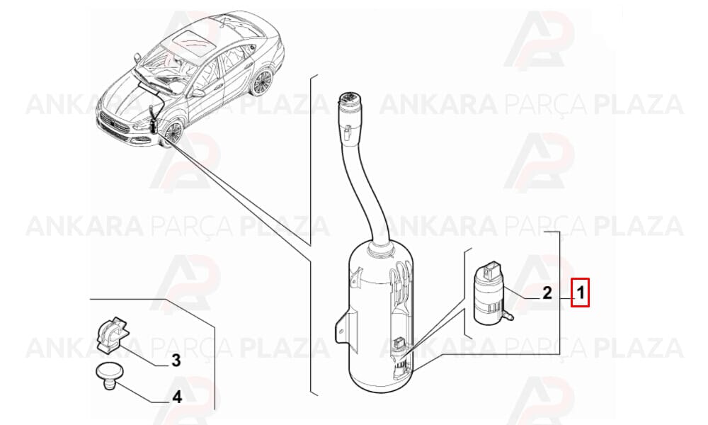 Fiat Egea Sd 15 - 20 Ön Cam Su Bidonu - Deposu 52031765