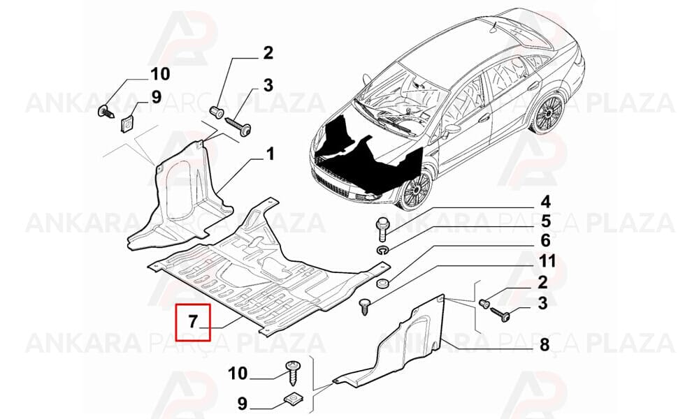 Motor Alt Koruma Plastiği Karter Muhafaza Fiat : Linea 2007> 51892712