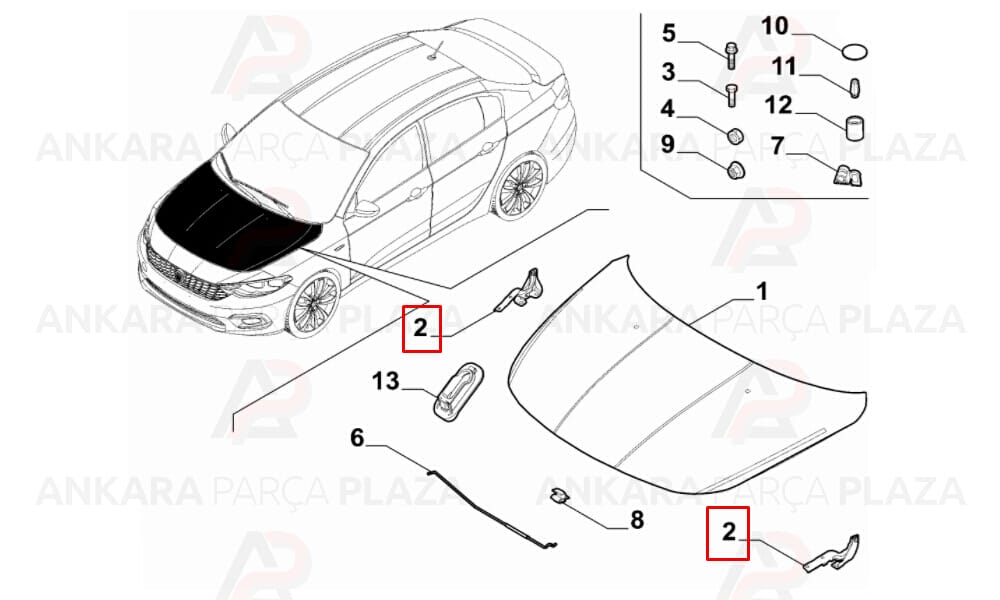 Fiat Egea Sd - Hb 15 - 17 Kaput Menteşesi Sol 52122009