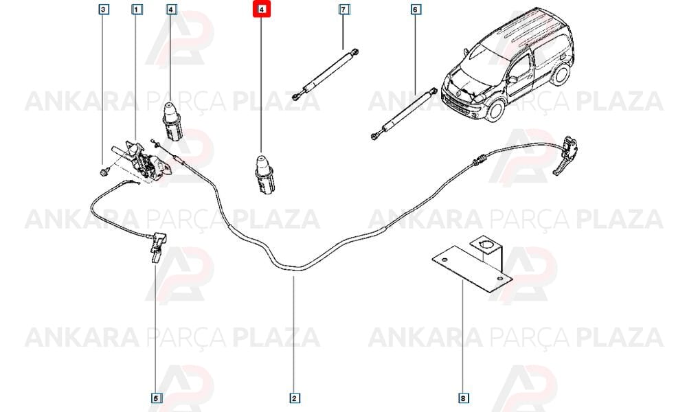 Ön Motor Kaput Takozu Kangoo 3 540505076R