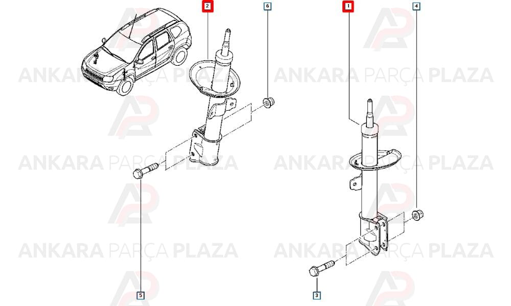 Ön Amortisör Duster 4X2 4X4 543026656R 8200813791