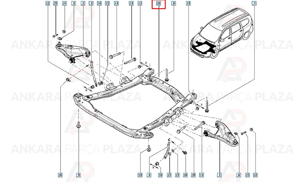 Lodgy 12 - 20 Motor Beşiği Komple Beşik 544010575R