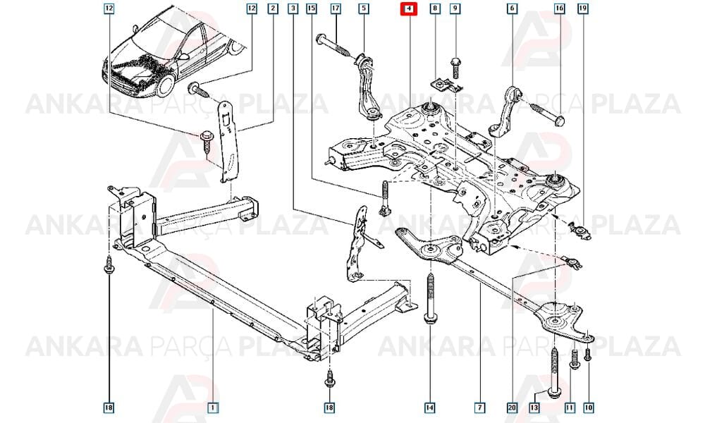 Motor Beşiği Ön K9K Laguna 3 544014319R