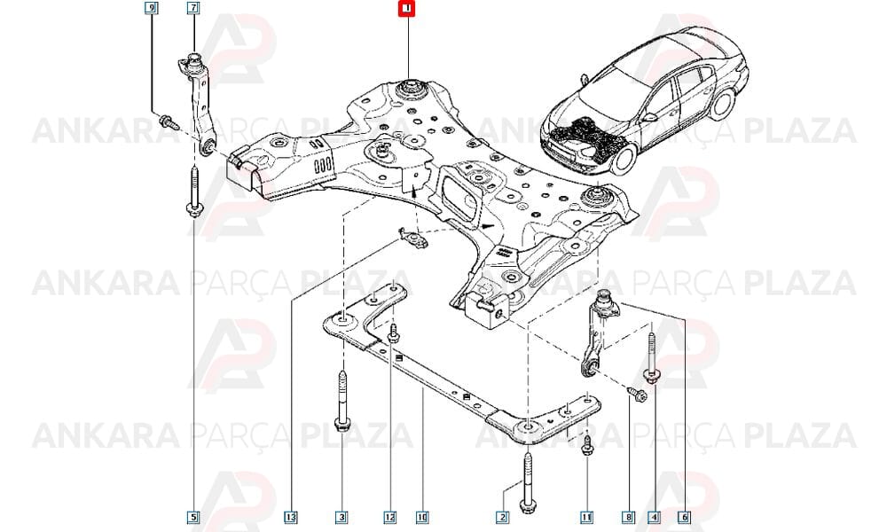 Motor Beşiği Motor Alt Traversi Megane 3 Fluence 544018076R