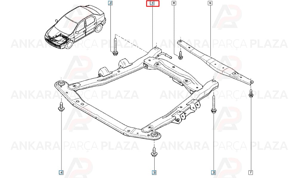 Sandero 09 - 12 Motor Beşiği Komple Beşik 544016835R