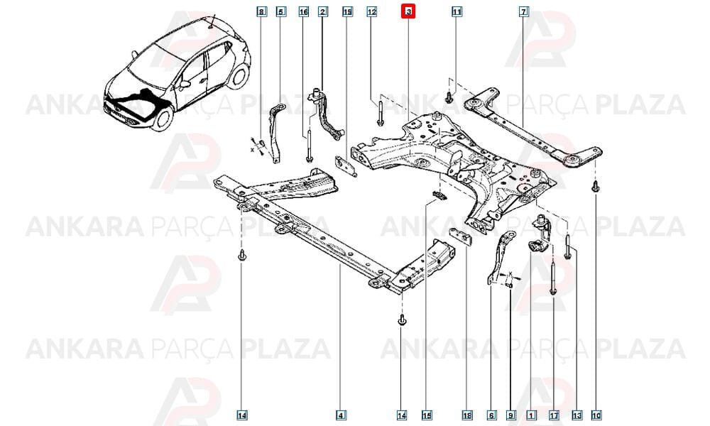 Clio Hb 16 - 20 Motor Beşiği Komple Arka Beşik 544019994R