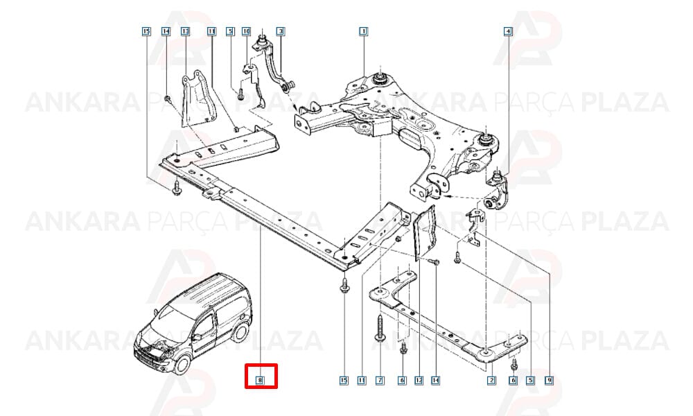 Kangoo 14 - 18 Radyatör Traversi U Travers 544F00895R